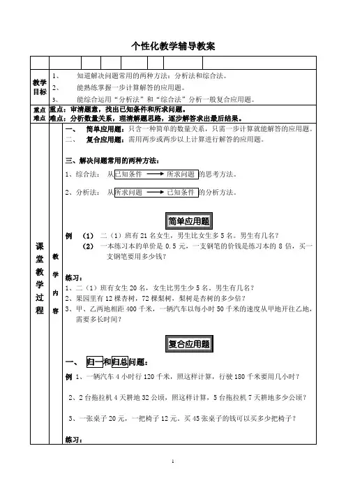 小学数学—解决问题的两种分析方法