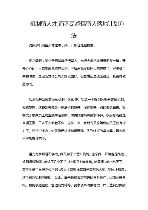 机制留人才,而不是感情留人落地计划方法