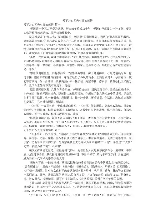 天下兴亡匹夫有责的感悟