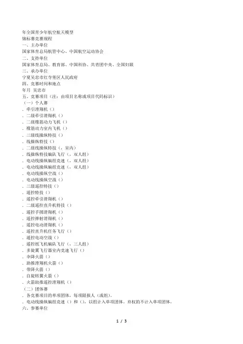 全国青少年航空航天模型