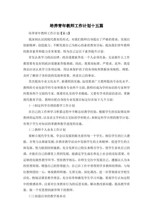 培养青年教师工作计划十五篇