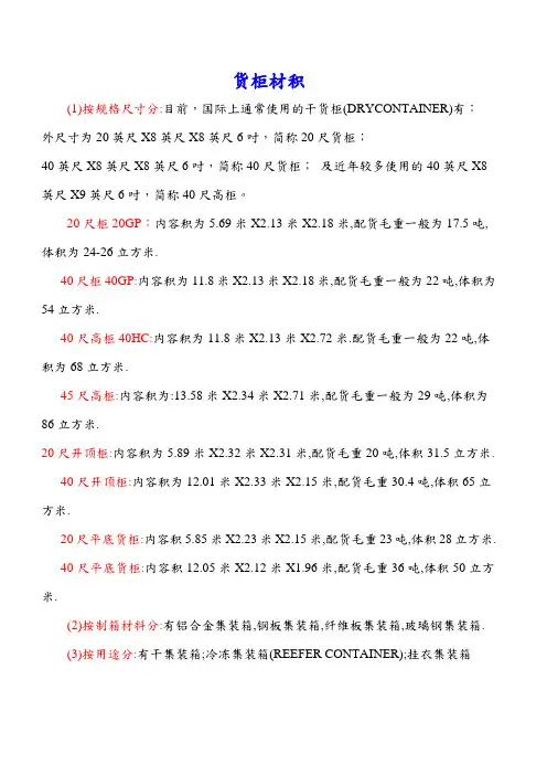 货柜材积