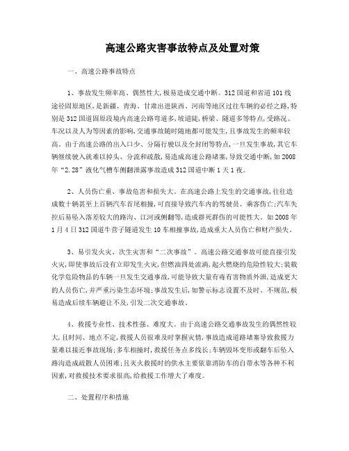 高速公路灾害事故特点及处置对策
