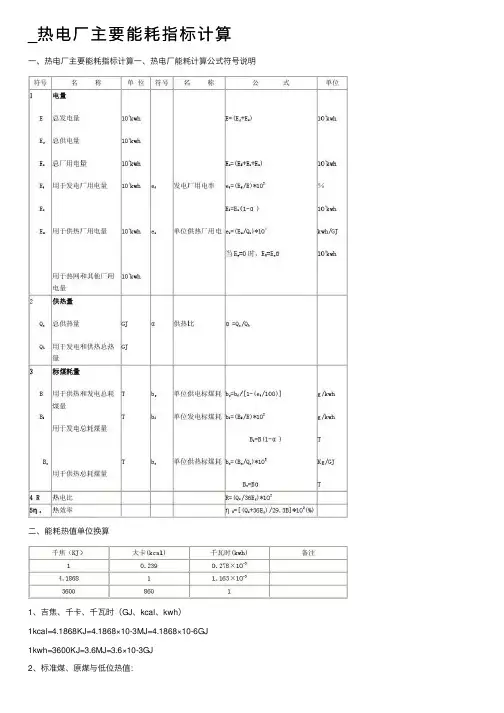 _热电厂主要能耗指标计算