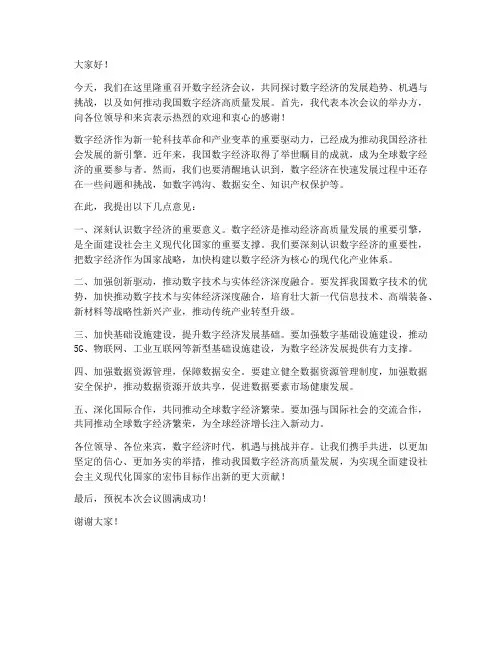 数字经济会议领导发言稿