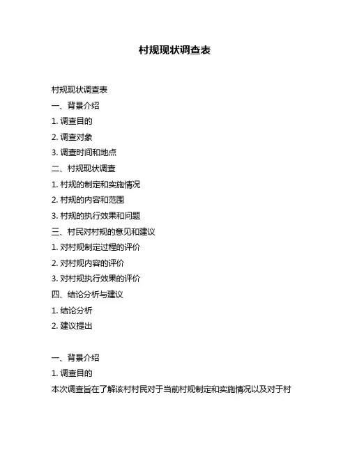 村规现状调查表