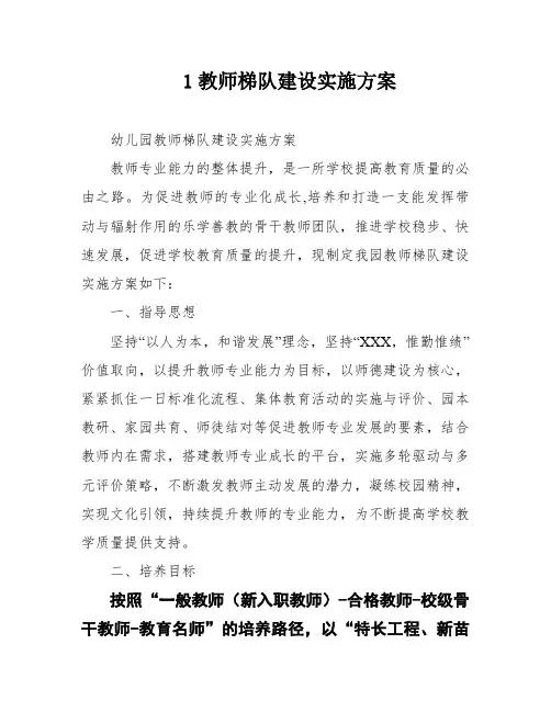 1教师梯队建设实施方案