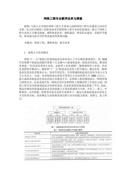 网络工程专业教学改革与探索