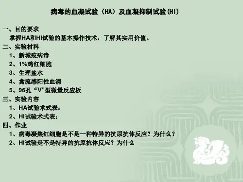 血凝试验HA及血凝抑制试验HI