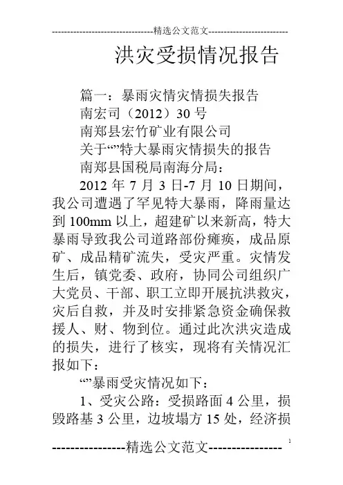 洪灾受损情况报告