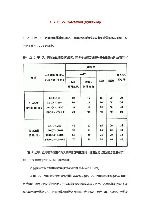 甲、乙、丙类液体储罐(区)的防火间距(建筑设计防火规范(2018年版))