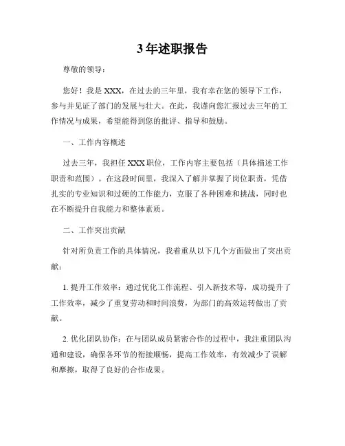 3年述职报告