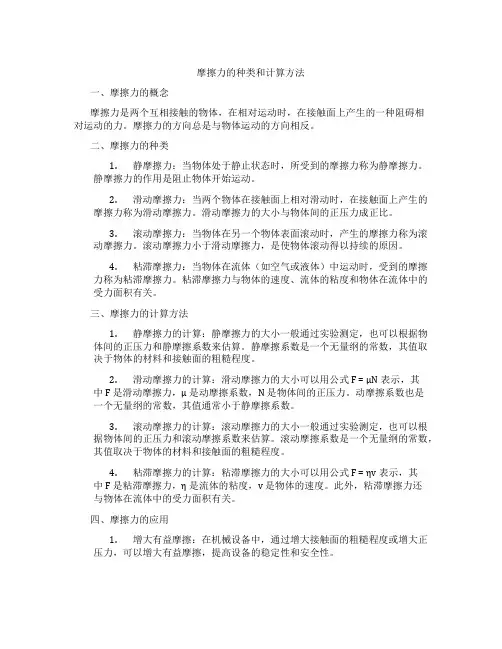 摩擦力的种类和计算方法