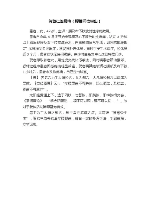 贺普仁治腰痛（腰椎间盘突出）