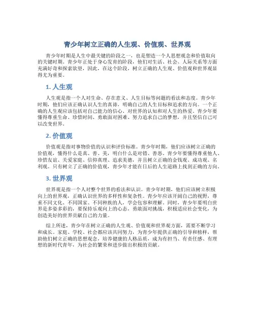青少年如何树立正确的人生观价值观世界观