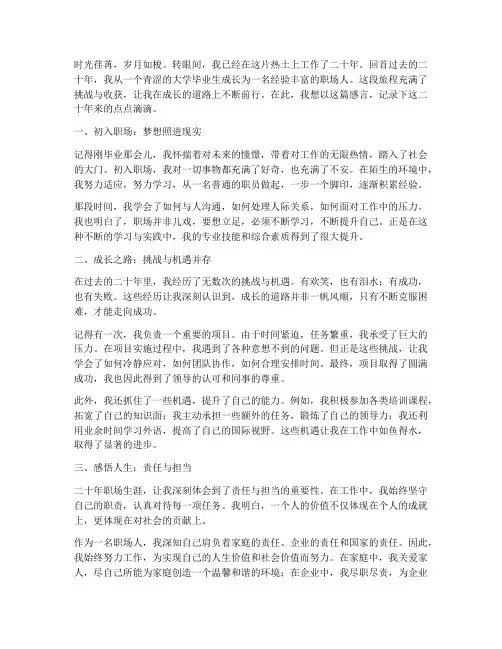 工作二十年的成长感言