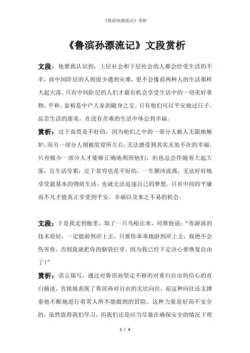 《鲁滨孙漂流记》赏析