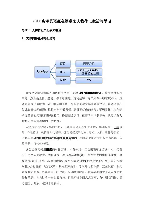 2020高考英语赢在篇章之人物传记生活与学习(25页)