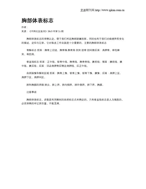 胸部体表标志