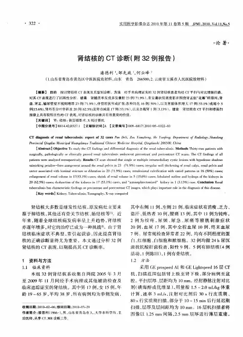 肾结核的CT诊断(附32例报告)