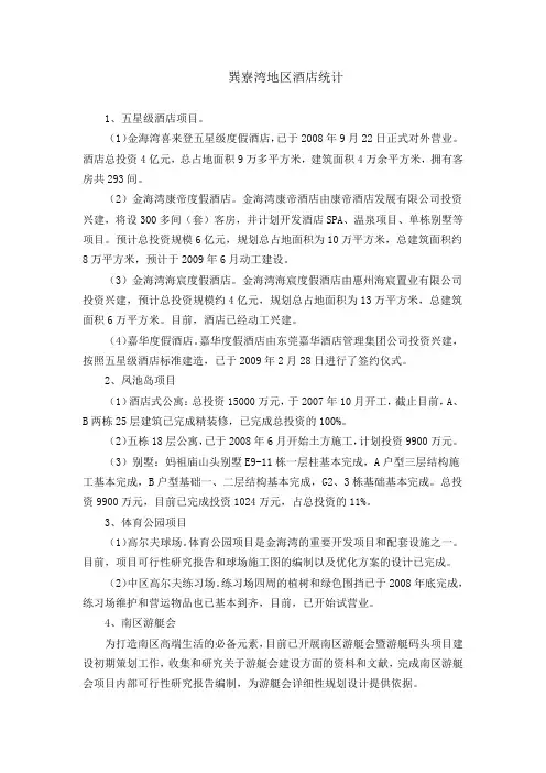 巽寮湾酒店统计