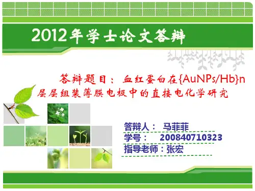 化学专业毕业论文答辩ppt
