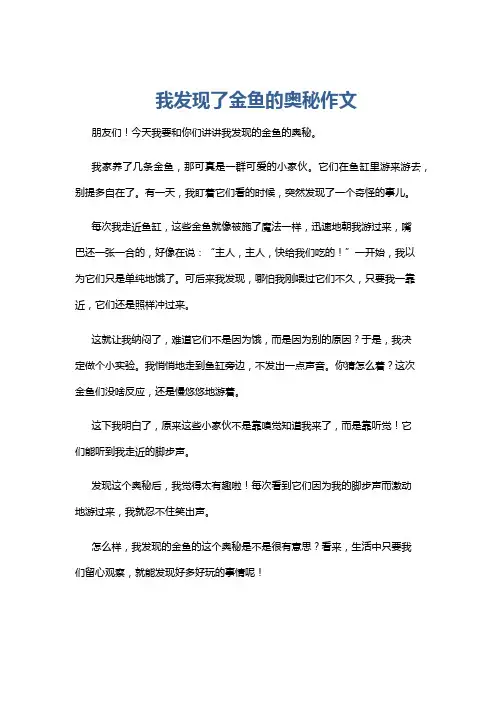 我发现了金鱼的奥秘作文