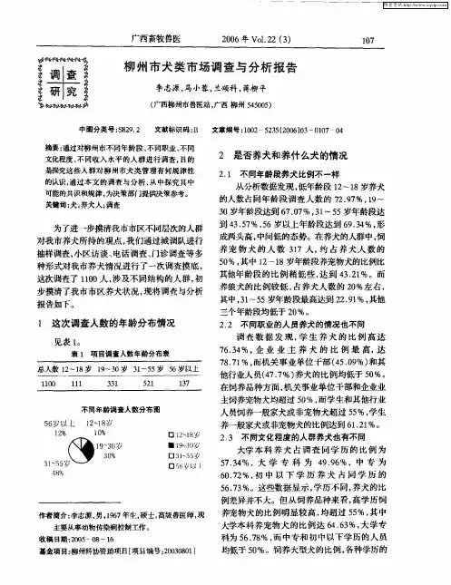 柳州市犬类市场调查与分析报告