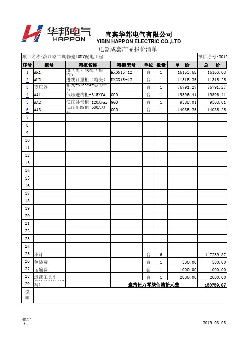 315KVA-箱变高压带计量-低压一进一出