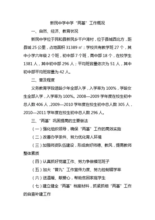 新民中学中学“两基”工作概况