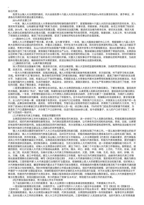 乡镇人大主席团工作报告