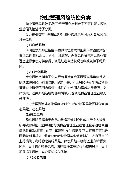 物业管理风险防控分类