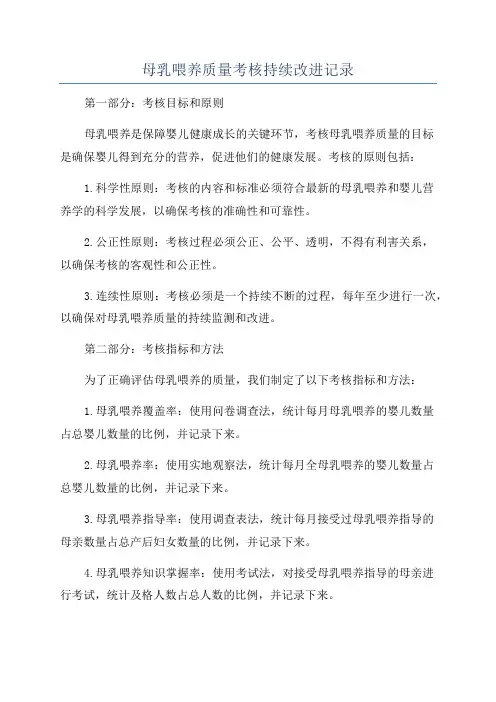 母乳喂养质量考核持续改进记录