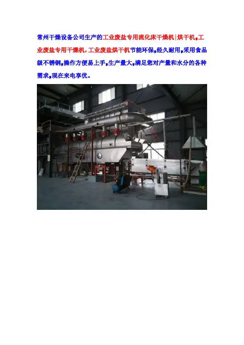 工业废盐专用流化床干燥机烘干机(案例)