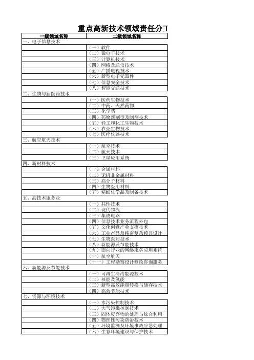 高新技术领域新分类