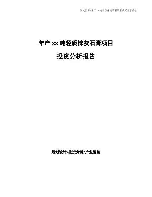 年产xx吨轻质抹灰石膏项目投资分析报告