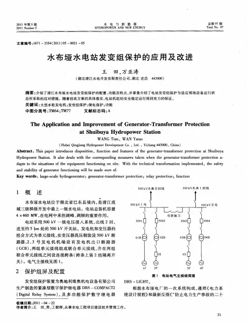 水布垭水电站发变组保护的应用及改进