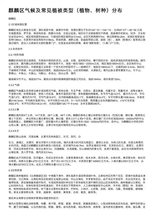 麒麟区气候及常见植被类型（植物、树种）分布