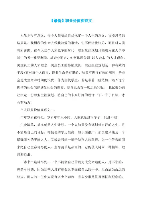 【最新】职业价值观范文