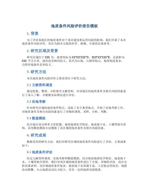 地质条件风险评价报告模板