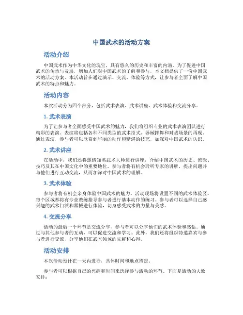 中国武术的活动方案