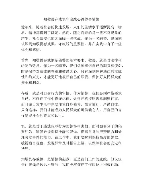 知敬畏存戒惧守底线心得体会辅警