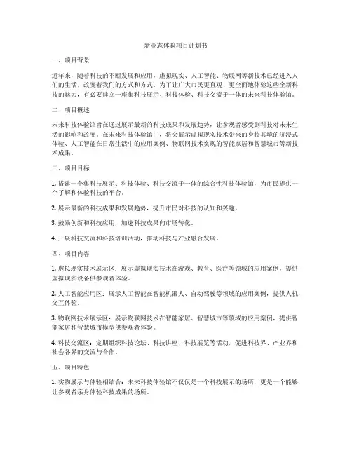 新业态体验项目计划书