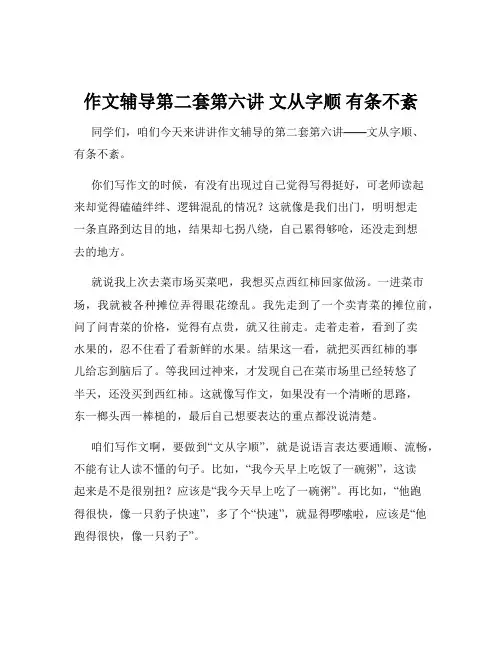 作文辅导第二套第六讲 文从字顺 有条不紊