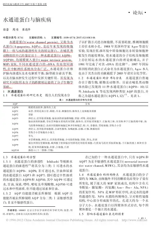 水通道蛋白与脑疾病