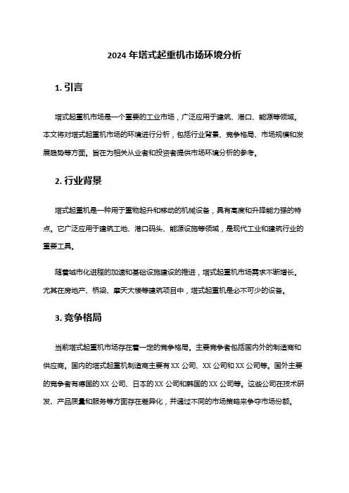 2024年塔式起重机市场环境分析
