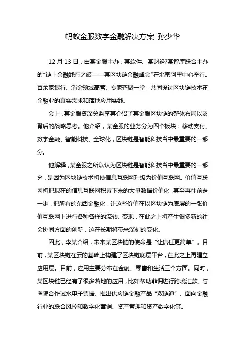 蚂蚁金服数字金融解决方案 孙少华