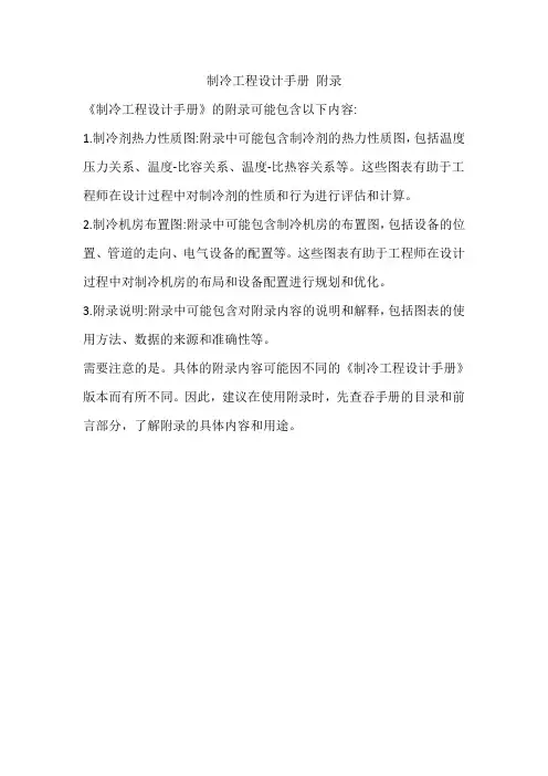 制冷工程设计手册 附录
