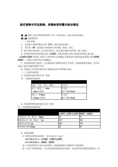 医疗废物专用包装物、容器标准和警示标识规定