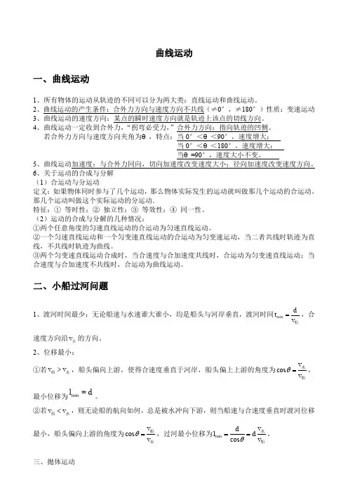 曲线运动知识点总结